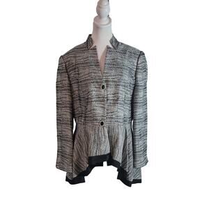 Nubiano NY Size 12 Heather Grey Structure Hi-Low Blazer Decorative Button Detail